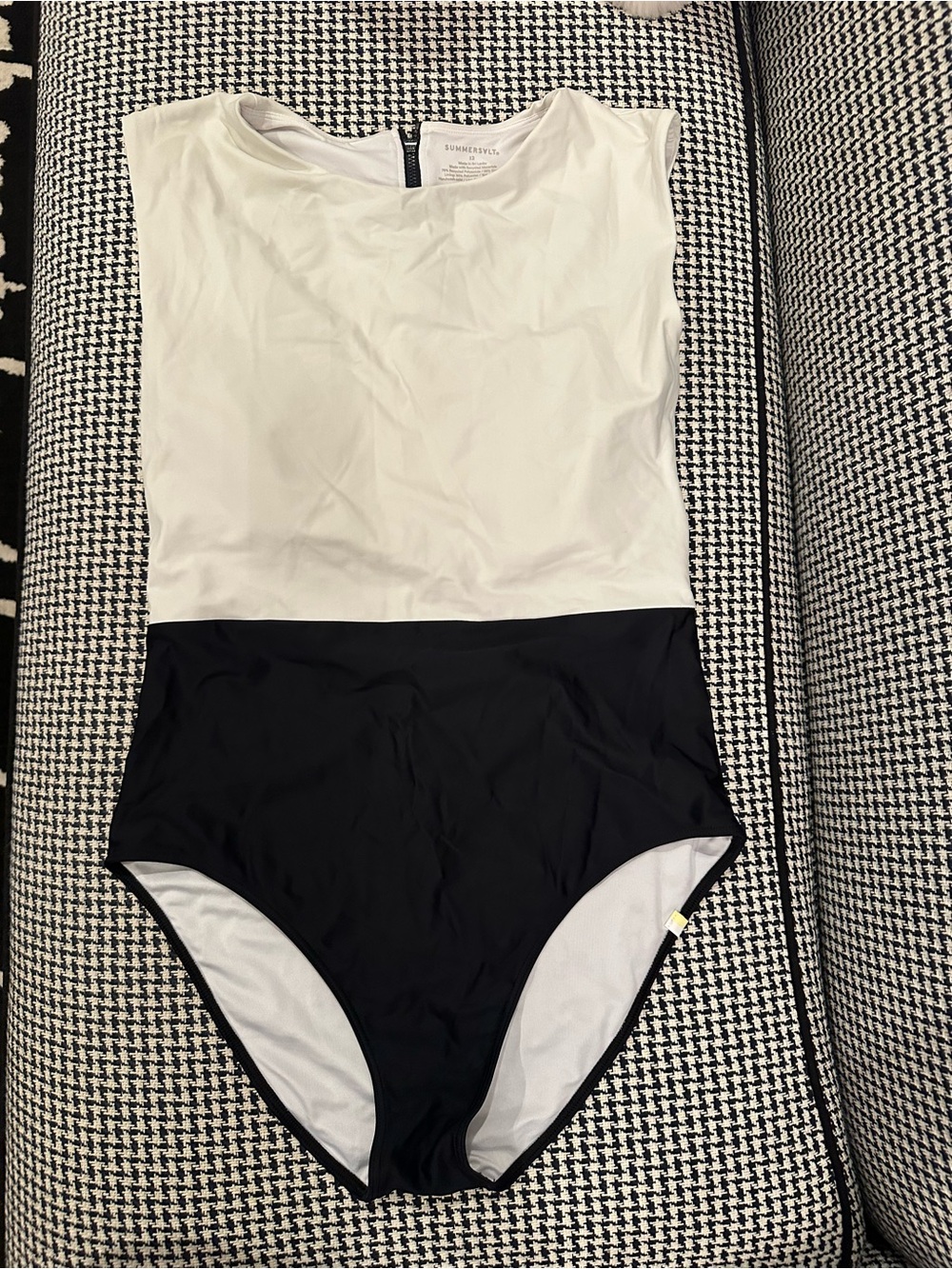 summersalt Black & White Zip-Back One-Piece Swimsuit
